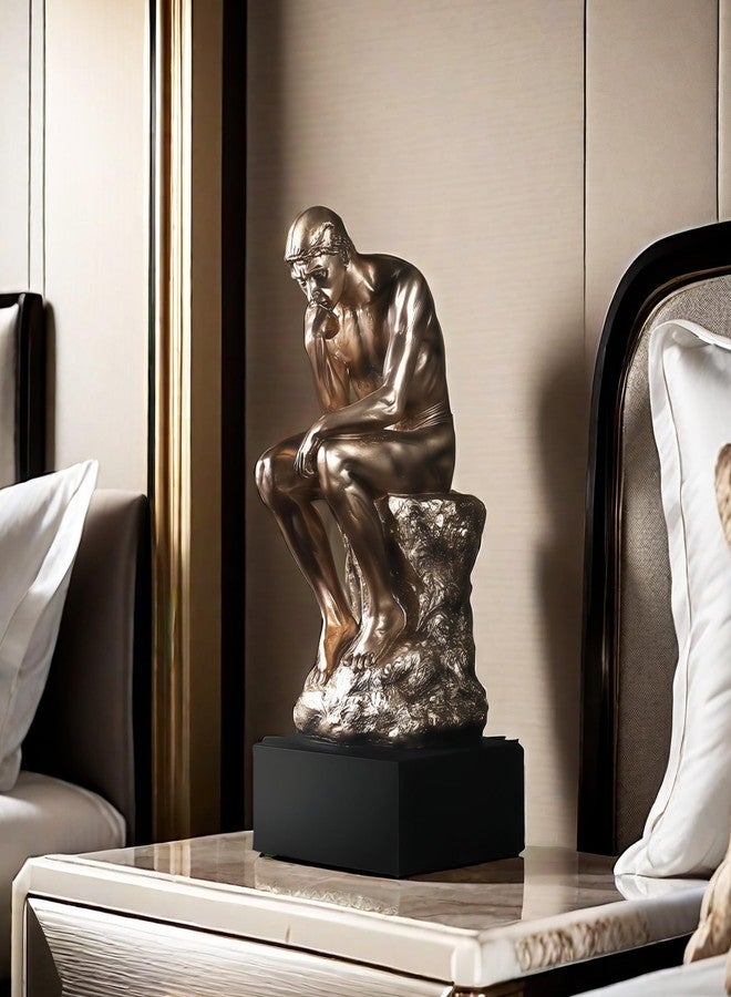 SHTWX Resin The Thinker Thinking Man with Black Base Statue Sculpture Frgurine Gift for Home Office Living Room Desktop Display Decorative Decoration - Image 4